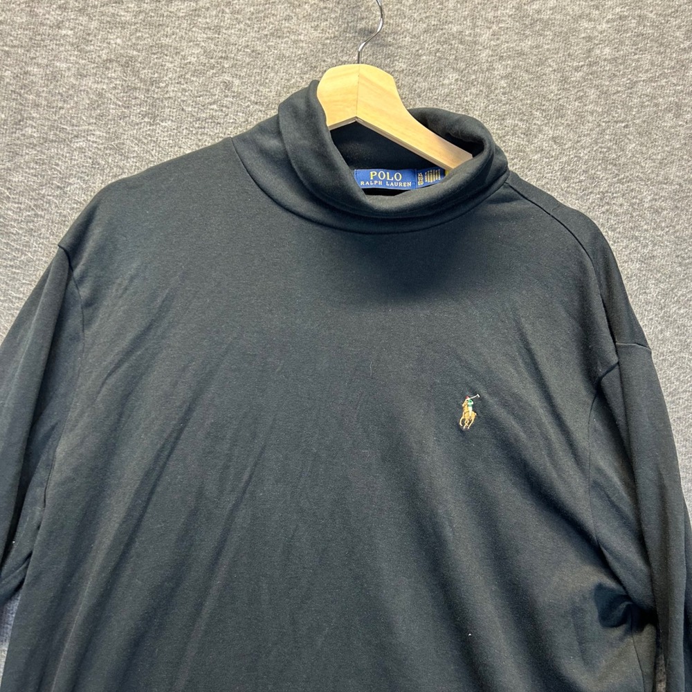 Polo Ralph Lauren Mens XL Black Cotton Long Sleeve Turtleneck Pony Logo Top